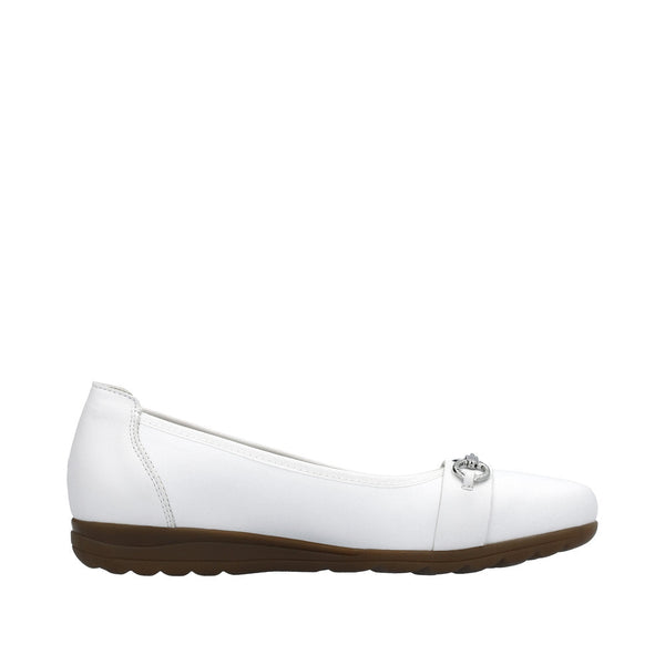 Rieker L9360-80 Anita Ladies White Leather Slip On Shoes-elevate your sole