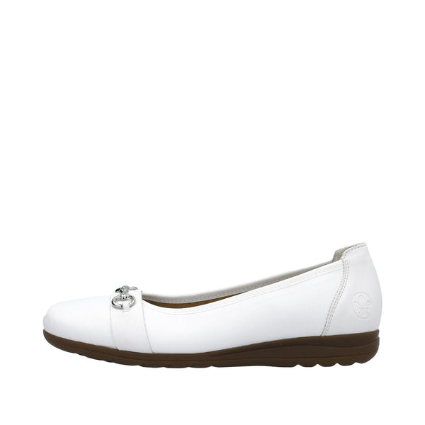 Rieker L9360-80 Anita Ladies White Leather Slip On Shoes-elevate your sole