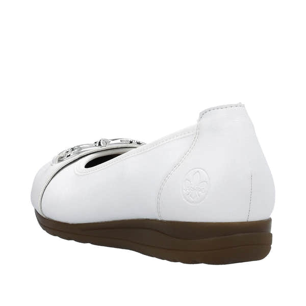 Rieker L9360-80 Anita Ladies White Leather Slip On Shoes-elevate your sole