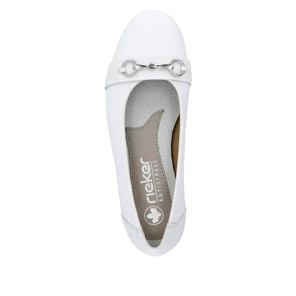 Rieker L9360-80 Anita Ladies White Leather Slip On Shoes-elevate your sole