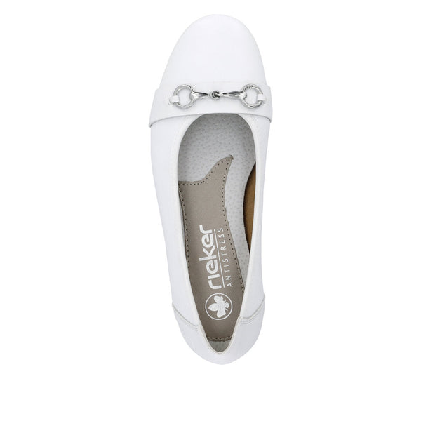 Rieker L9360-80 Anita Ladies White Leather Slip On Shoes-elevate your sole