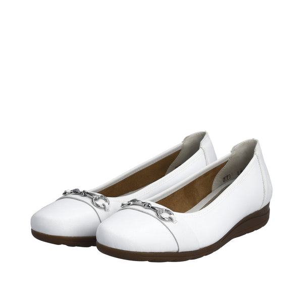 Rieker L9360-80 Anita Ladies White Leather Slip On Shoes-elevate your sole