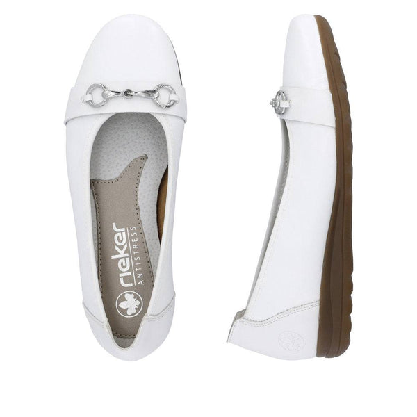 Rieker L9360-80 Anita Ladies White Leather Slip On Shoes-elevate your sole