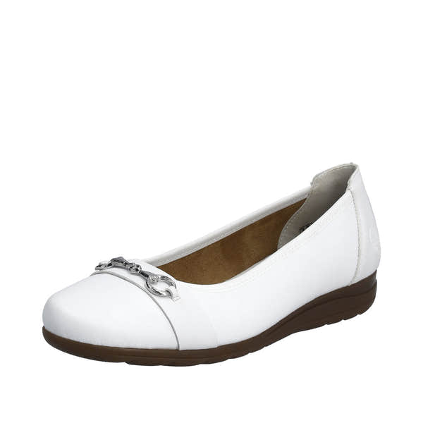 Rieker L9360-80 Anita Ladies White Leather Slip On Shoes-elevate your sole
