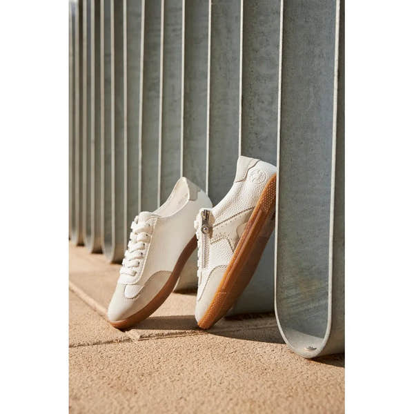 Rieker L9700-80 ladies white zip and lace sneakers, casual footwear with gum soles, stylish and comfortable for women.