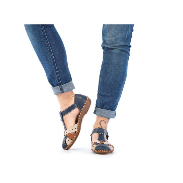 Rieker M1655-14 Ladies Navy Blue Synthetic Touch Fastening Shoes-elevate your sole