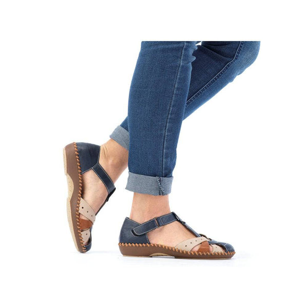 Rieker M1655-14 Ladies Navy Blue Synthetic Touch Fastening Shoes-elevate your sole