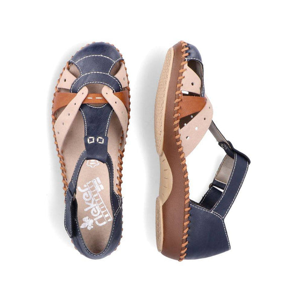 Rieker M1655-14 Ladies Navy Blue Synthetic Touch Fastening Shoes-elevate your sole