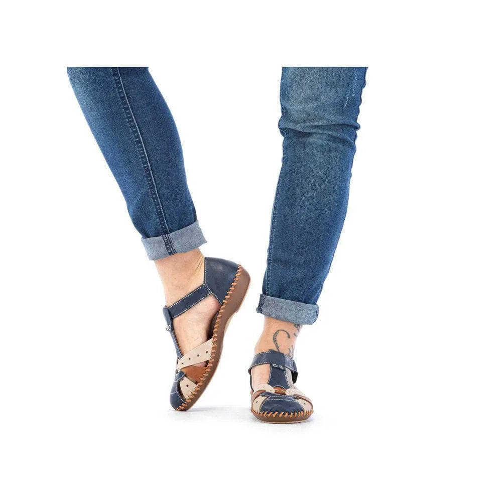 Rieker M1655-14 Ladies Navy Blue Synthetic Touch Fastening Shoes-elevate your sole