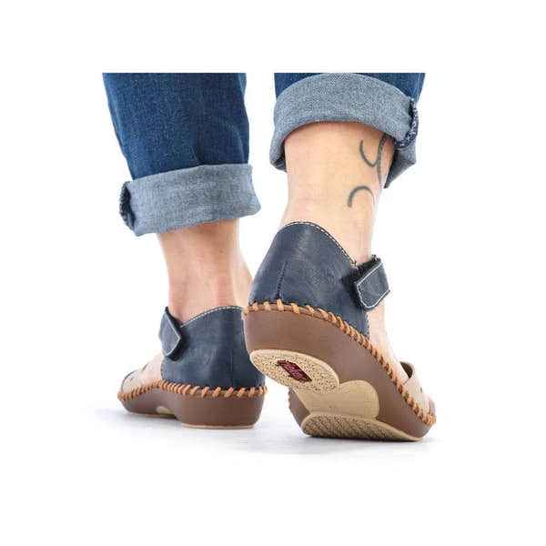 Rieker M1655-14 Ladies Navy Blue Synthetic Touch Fastening Shoes-elevate your sole