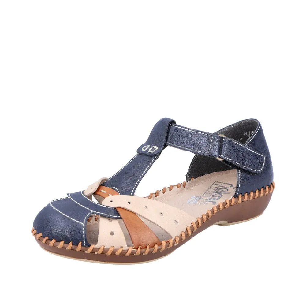 Rieker M1655-14 Ladies Navy Blue Synthetic Touch Fastening Shoes-elevate your sole