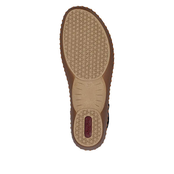 Red touch fastening sandals with a wide fit, featuring a flexible bottom and textured sole for comfort.
