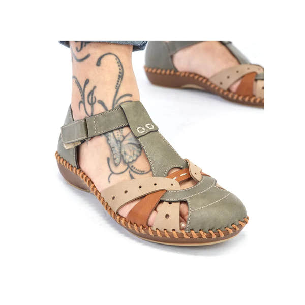 Rieker M1655-54 Ladies Sage Multi Touch Fastening Sandals-elevate your sole