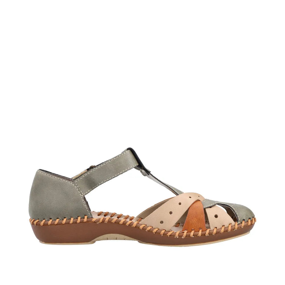 Rieker M1655-54 Ladies Sage Multi Touch Fastening Sandals-elevate your sole