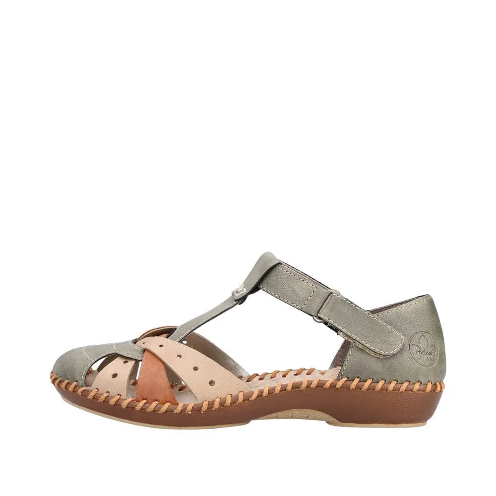 Rieker M1655-54 Ladies Sage Multi Touch Fastening Sandals-elevate your sole