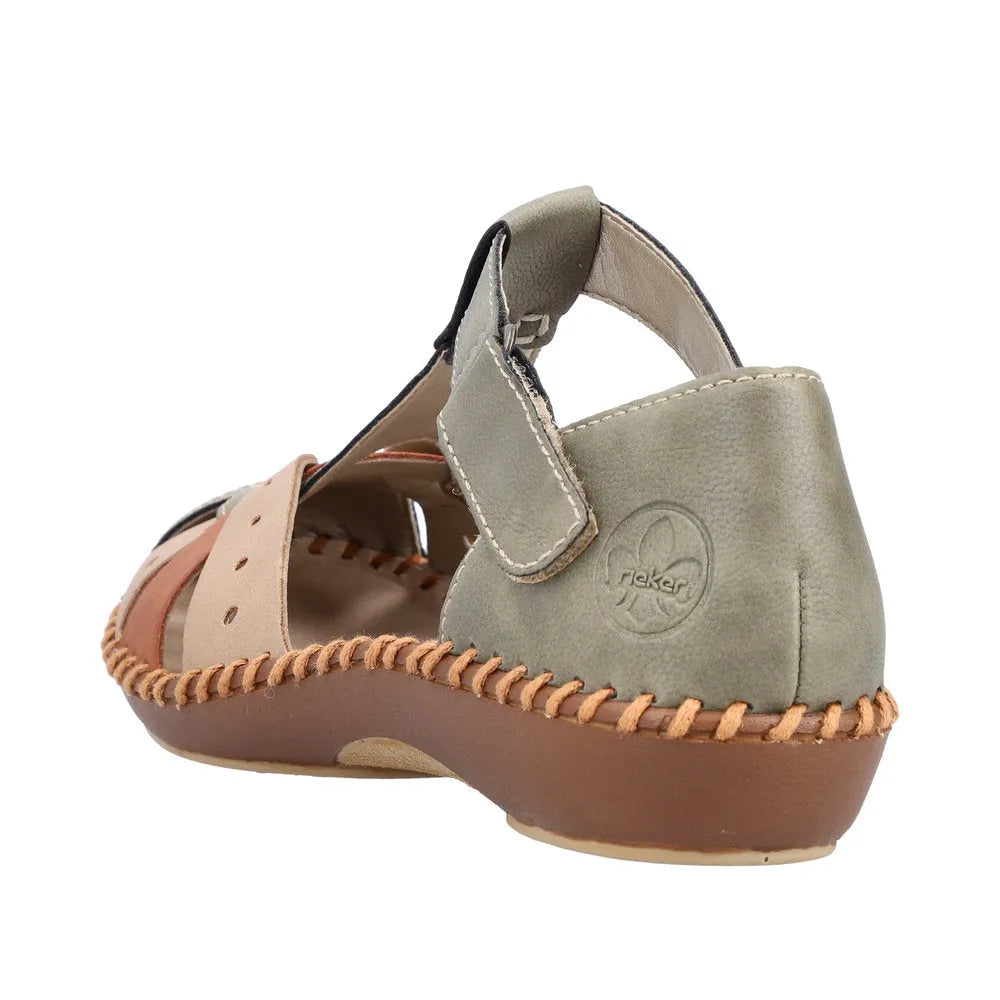 Rieker M1655-54 Ladies Sage Multi Touch Fastening Sandals-elevate your sole