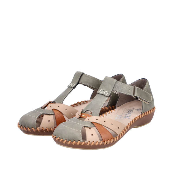 Rieker M1655-54 Ladies Sage Multi Touch Fastening Sandals-elevate your sole