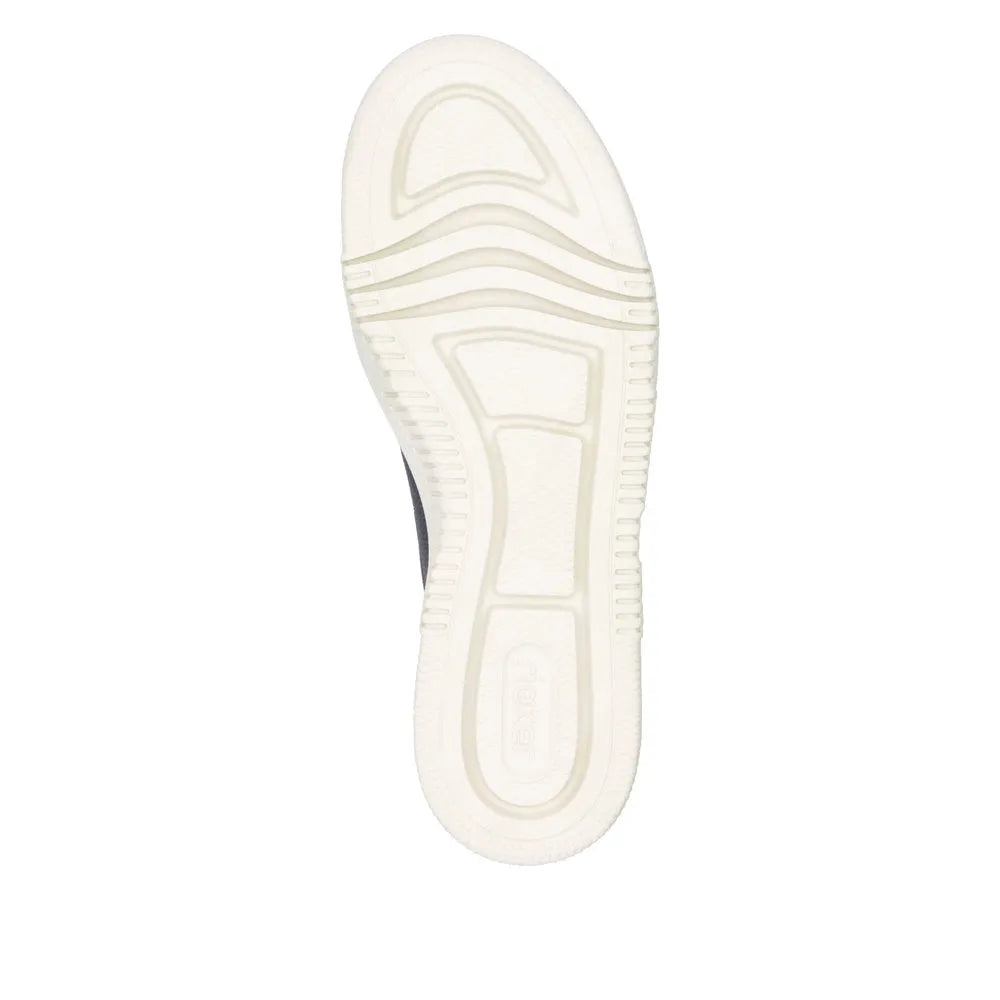 Rieker M1912-00 women's multi leather zip and lace trainers with white rubber sole and sporty design.