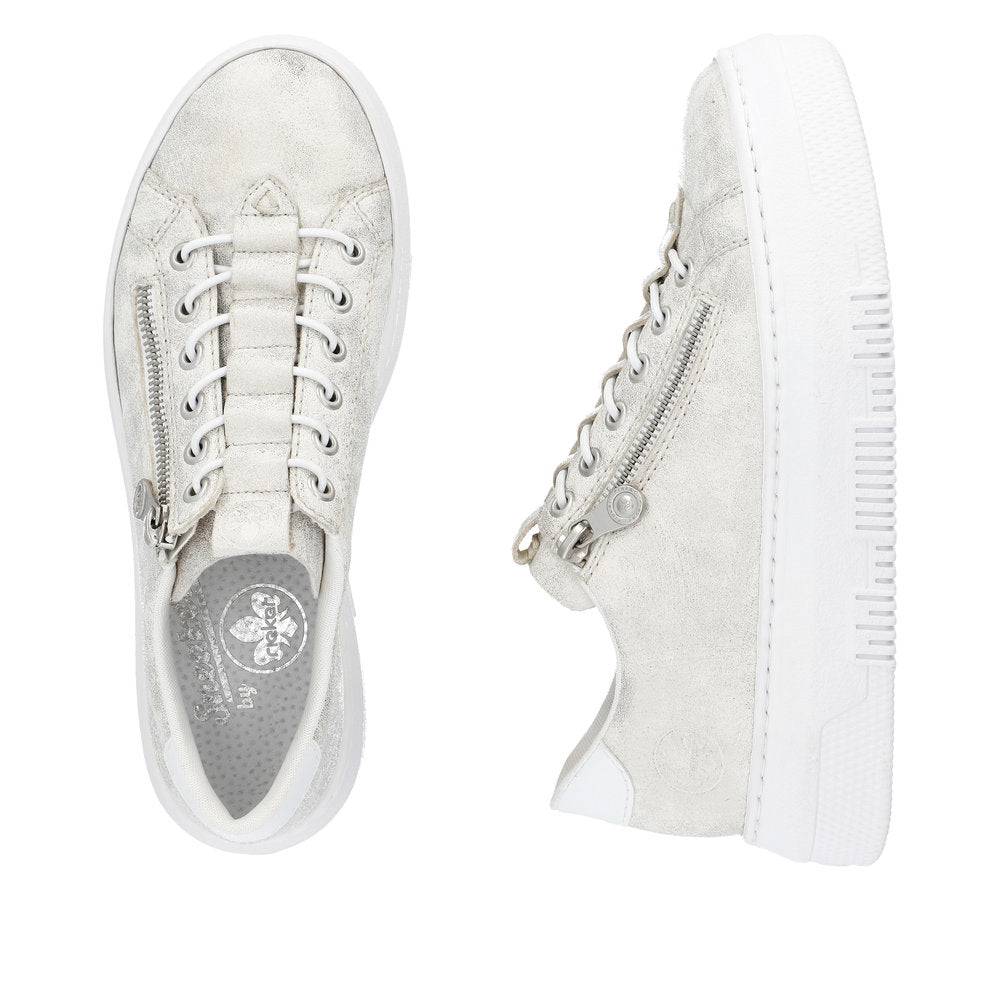 Rieker M1953-60 Enya Ladies Light Gold Side Zip Trainers-elevate your sole