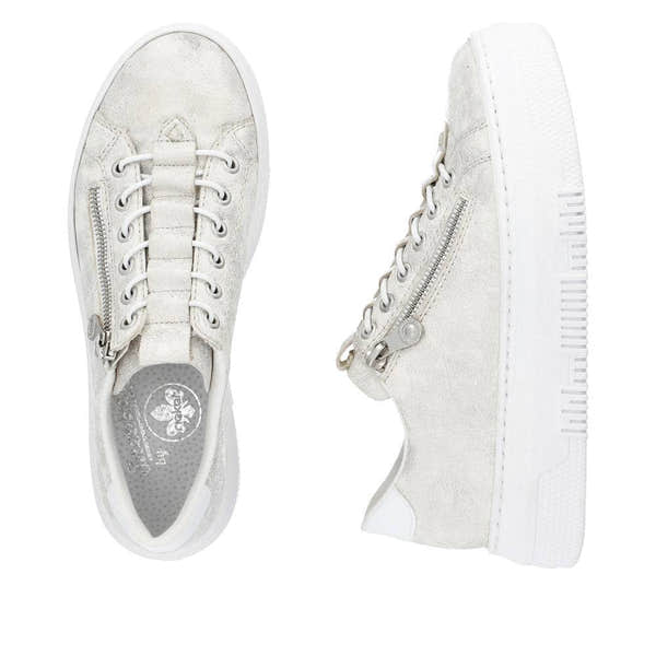 Rieker M1953-60 Enya Ladies Light Gold Side Zip Trainers-elevate your sole
