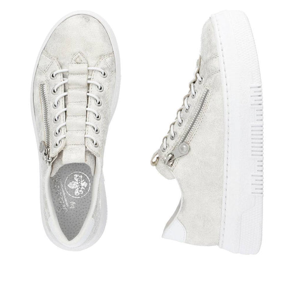 Rieker M1953-60 Enya Ladies Light Gold Side Zip Trainers-elevate your sole