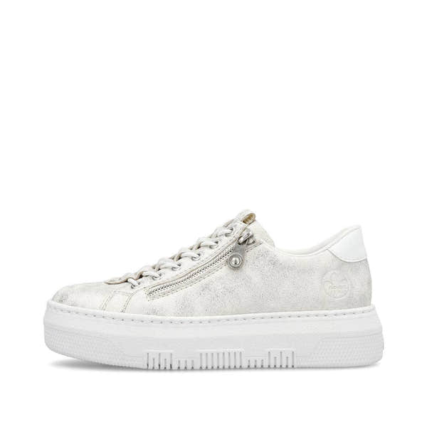 Rieker M1953-60 Enya Ladies Light Gold Side Zip Trainers-elevate your sole