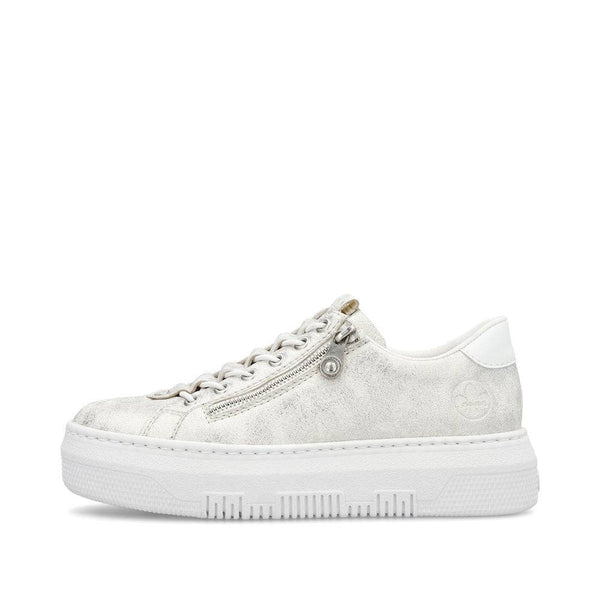 Rieker M1953-60 Enya Ladies Light Gold Side Zip Trainers-elevate your sole