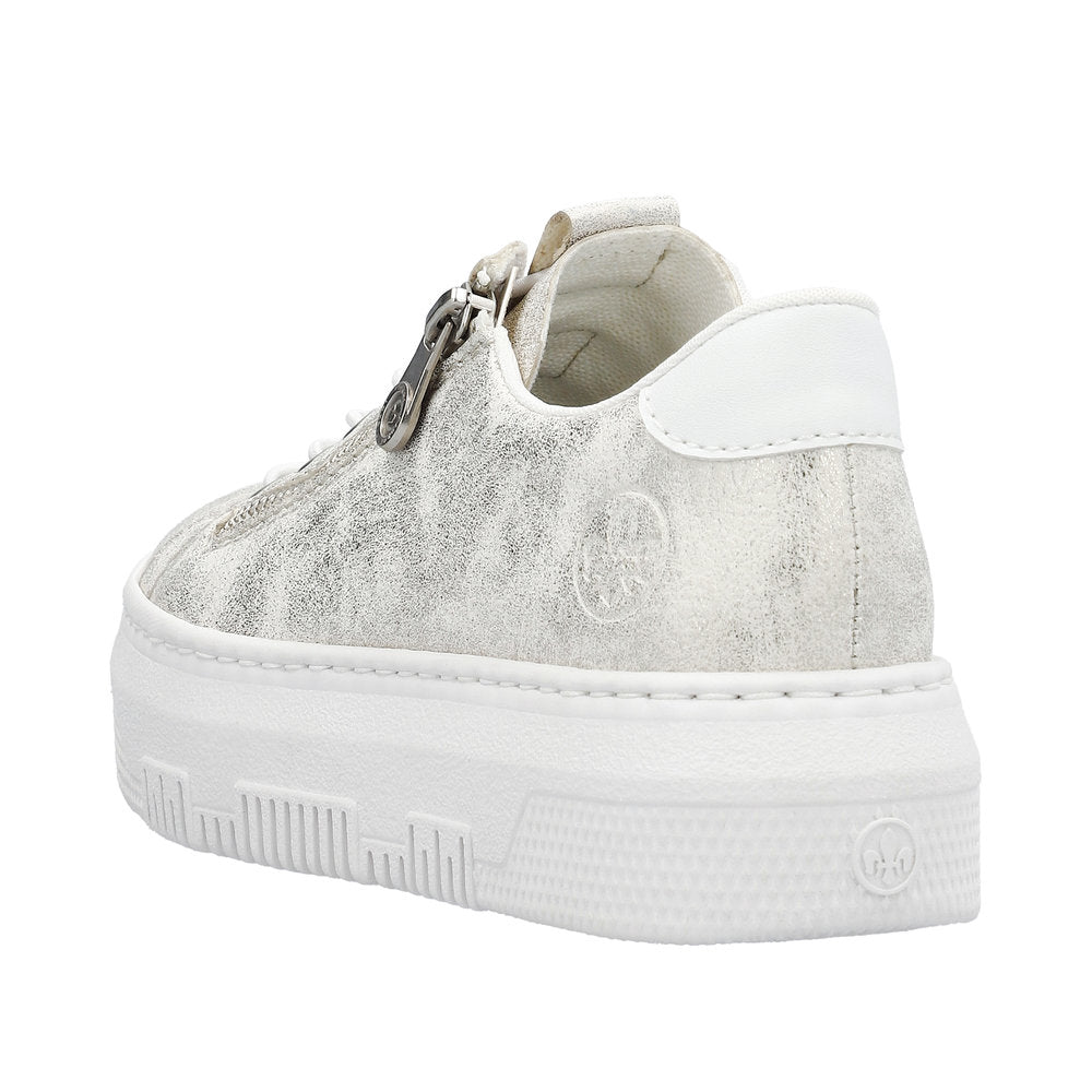 Rieker M1953-60 Enya Ladies Light Gold Side Zip Trainers-elevate your sole