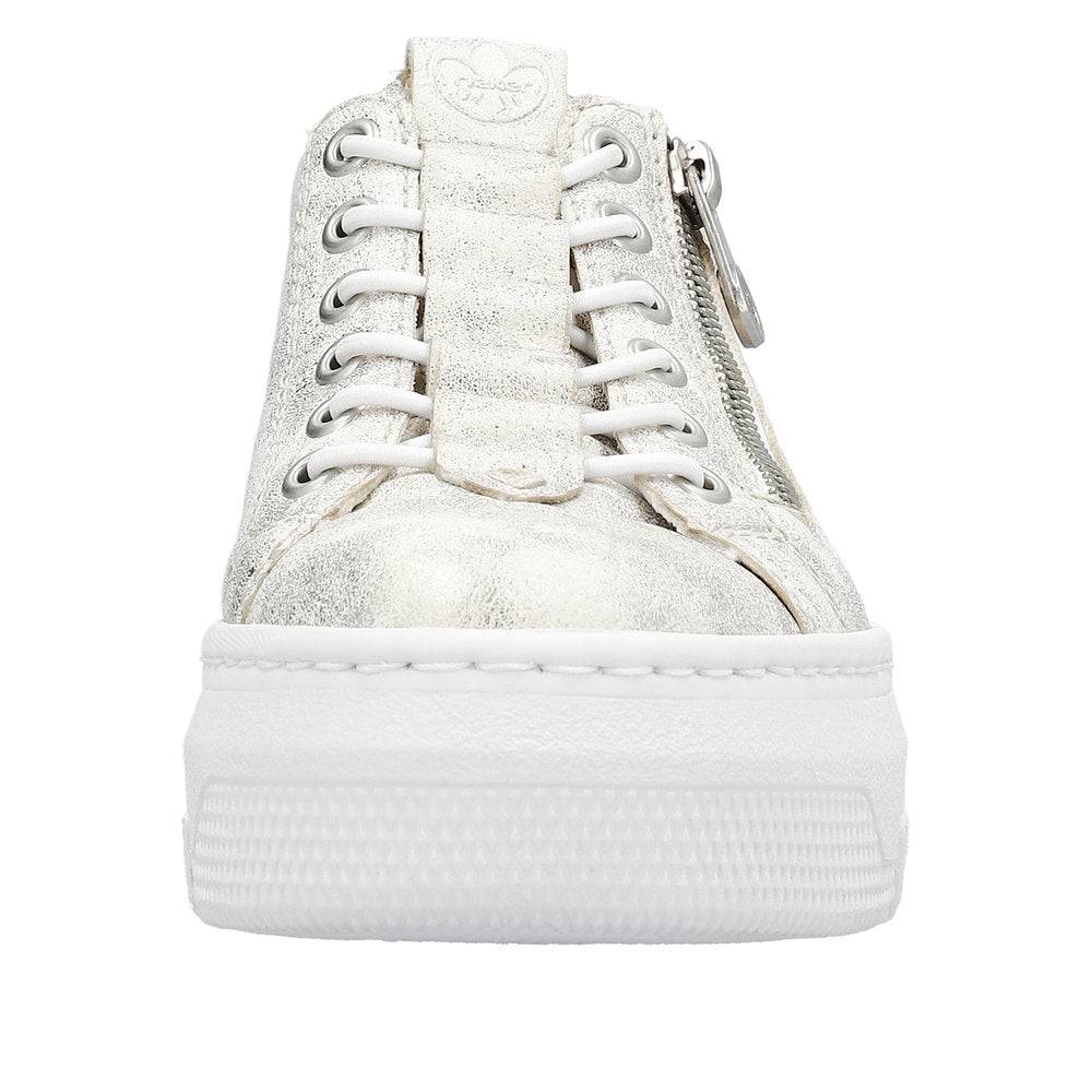 Rieker M1953-60 Enya Ladies Light Gold Side Zip Trainers-elevate your sole