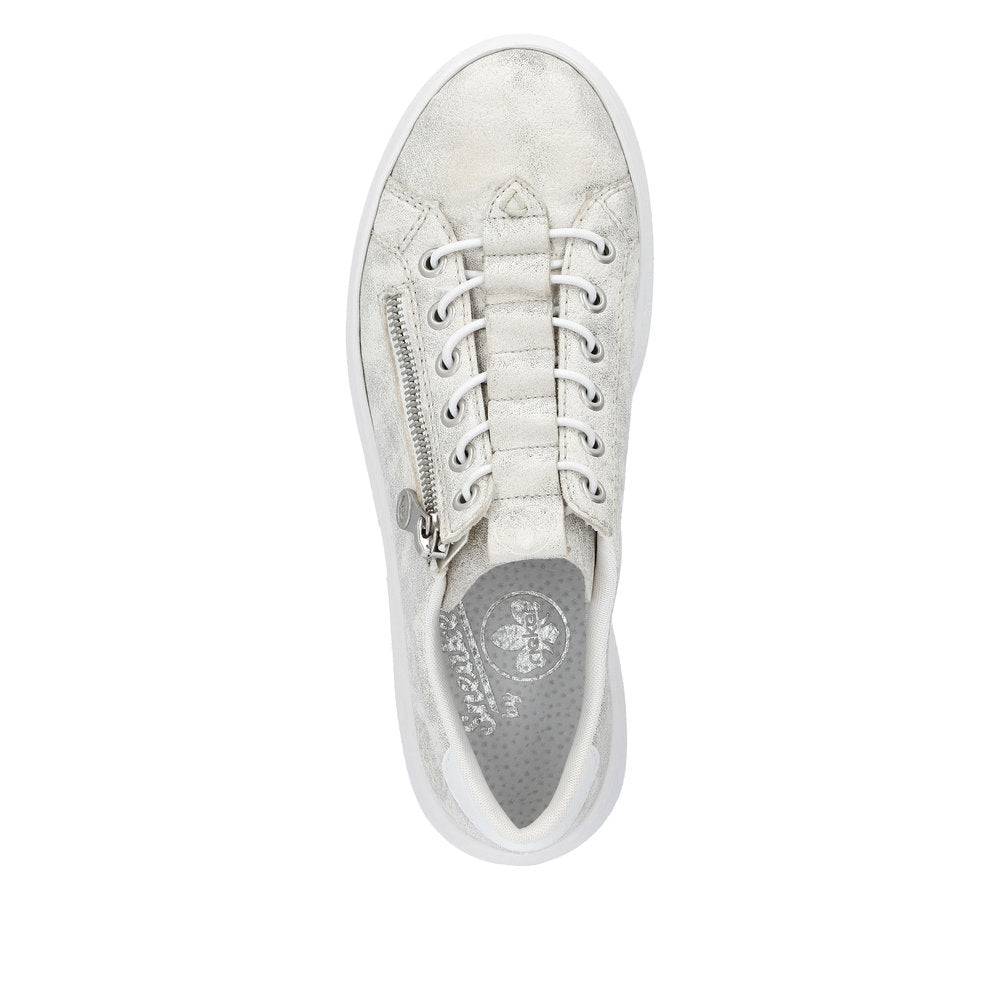 Rieker M1953-60 Enya Ladies Light Gold Side Zip Trainers-elevate your sole
