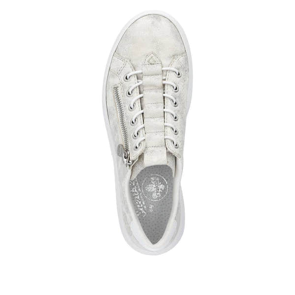 Rieker M1953-60 Enya Ladies Light Gold Side Zip Trainers-elevate your sole