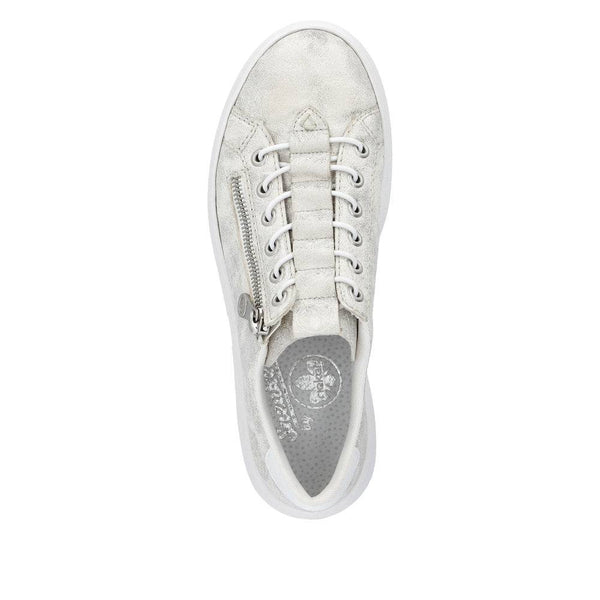 Rieker M1953-60 Enya Ladies Light Gold Side Zip Trainers-elevate your sole