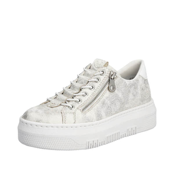 Rieker M1953-60 Enya Ladies Light Gold Side Zip Trainers-elevate your sole