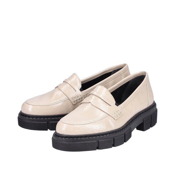 Rieker M3862-61 Ladies Cream Slip On Shoes-elevate your sole