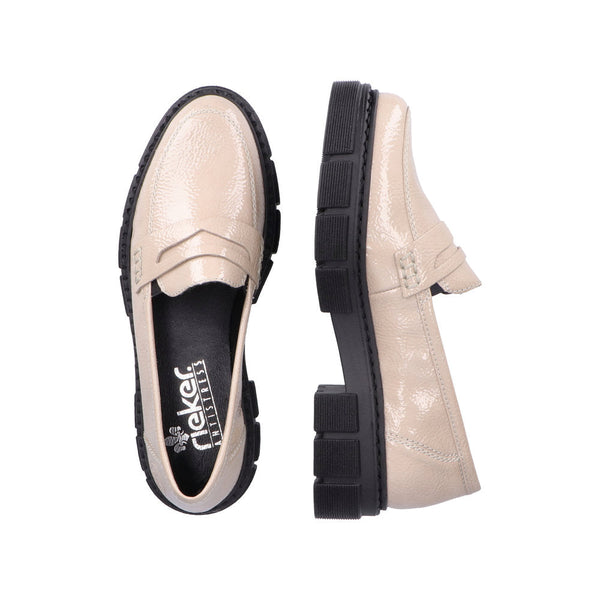 Rieker M3862-61 Ladies Cream Slip On Shoes-elevate your sole