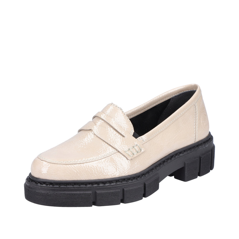 Rieker M3862-61 Ladies Cream Slip On Shoes-elevate your sole