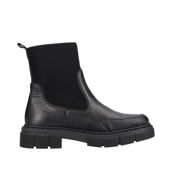 Rieker M3872-00 Ladies Black Pull On Ankle Boots-elevate your sole