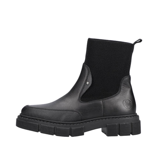 Rieker M3872-00 Ladies Black Pull On Ankle Boots-elevate your sole