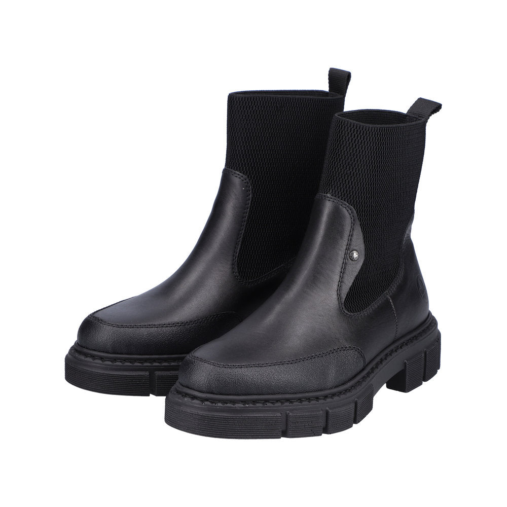 Rieker M3872-00 Ladies Black Pull On Ankle Boots-elevate your sole