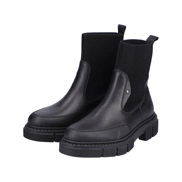 Rieker M3872-00 Ladies Black Pull On Ankle Boots-elevate your sole