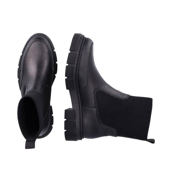 Rieker M3872-00 Ladies Black Pull On Ankle Boots-elevate your sole
