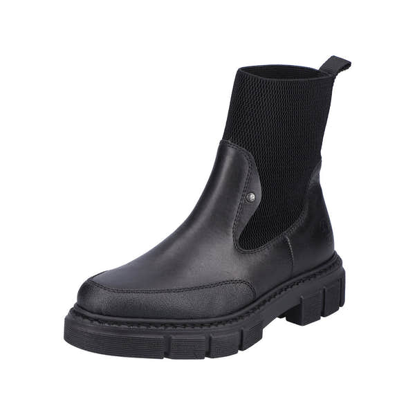 Rieker M3872-00 Ladies Black Pull On Ankle Boots-elevate your sole