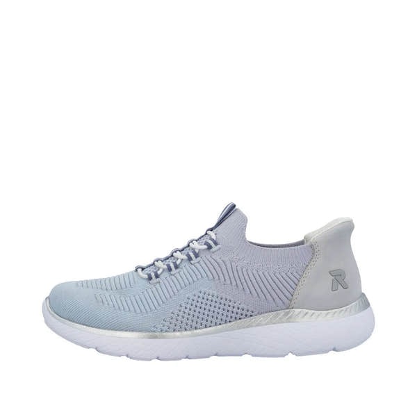 Rieker M5066-30 ladies wide aqua textile elasticated trainers, breathable knit upper, cushioned sole, lightweight and supportive footwear.
