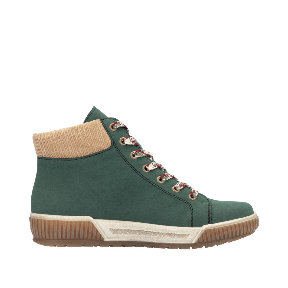 Rieker N0709-54 Ladies Wide Bottle Green Zip & Lace Ankle Boots-elevate your sole