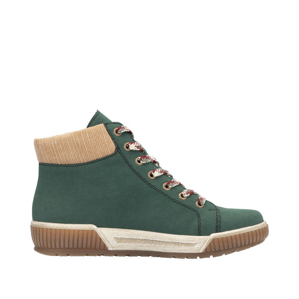 Rieker N0709-54 Ladies Wide Bottle Green Zip & Lace Ankle Boots-elevate your sole