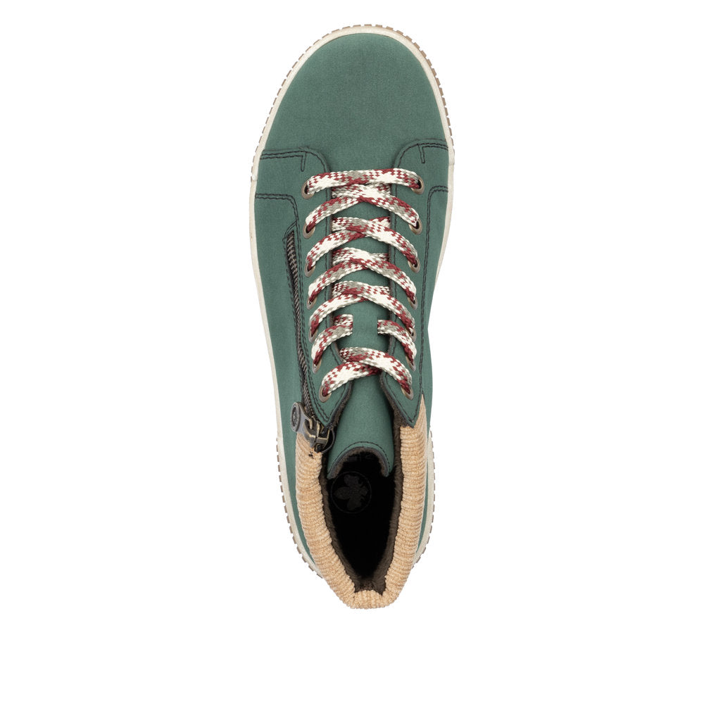 Rieker N0709-54 Ladies Wide Bottle Green Zip & Lace Ankle Boots-elevate your sole