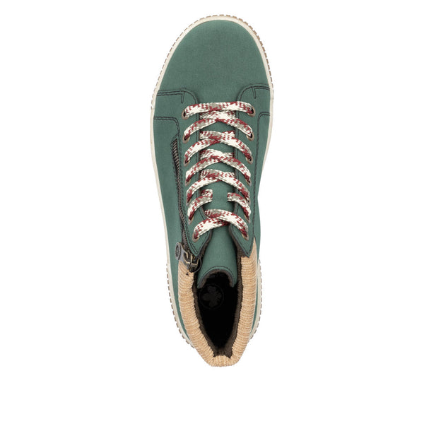 Rieker N0709-54 Ladies Wide Bottle Green Zip & Lace Ankle Boots-elevate your sole