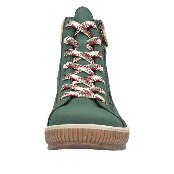 Rieker N0709-54 Ladies Wide Bottle Green Zip & Lace Ankle Boots-elevate your sole