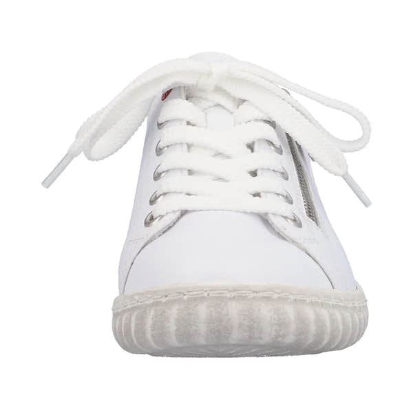 Rieker N0900-81 Ladies White Leather & Textile Zip & Lace Trainers-elevate your sole
