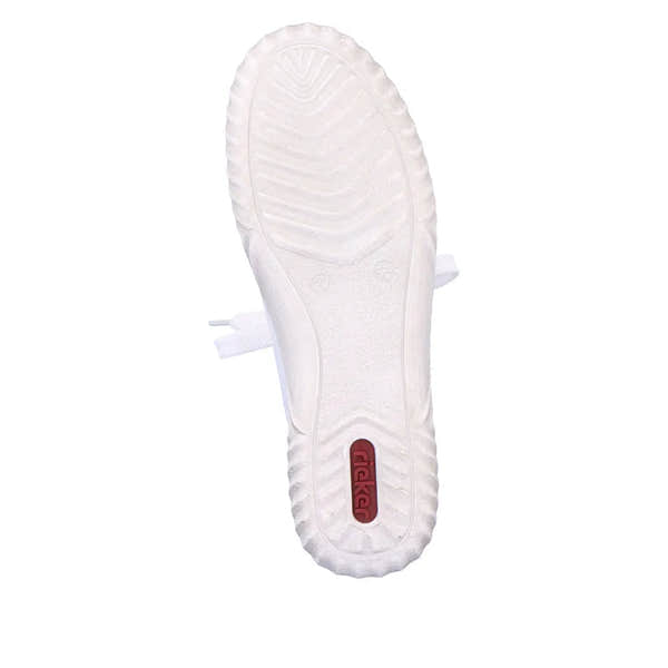 Rieker N0900-81 Ladies White Leather & Textile Zip & Lace Trainers-elevate your sole